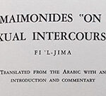 Maimonides "On Sexual Intercourse" Morris Gorlin