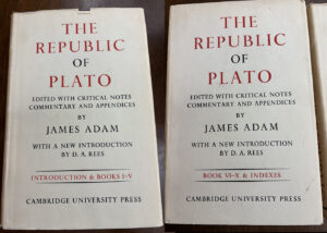 The Republic of Plato by James Adam. Greek Ed. Cambridge 1965. 2 Vols. Hardcover