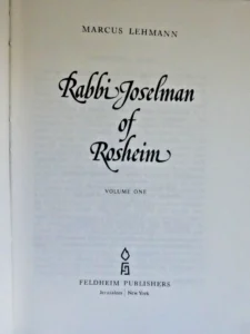 Rabbi Joselman of Rosheim V.1