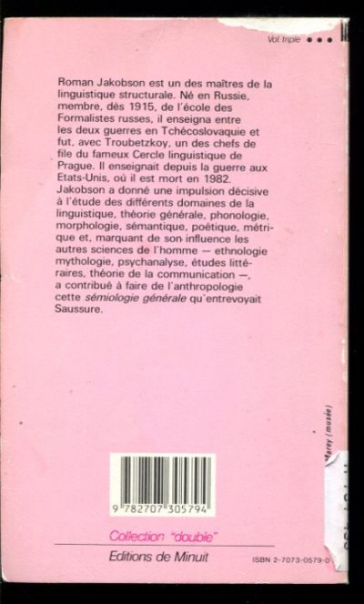 Roman Jakobson “Essais de linguistique générale” - HebrewUsedBooks.com ...